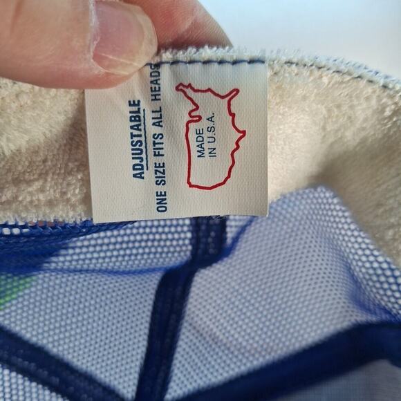 Vintage Big Patch SMI Trucker Hat Cap Snap-Back Meshback Blue - Picture 6 of 8